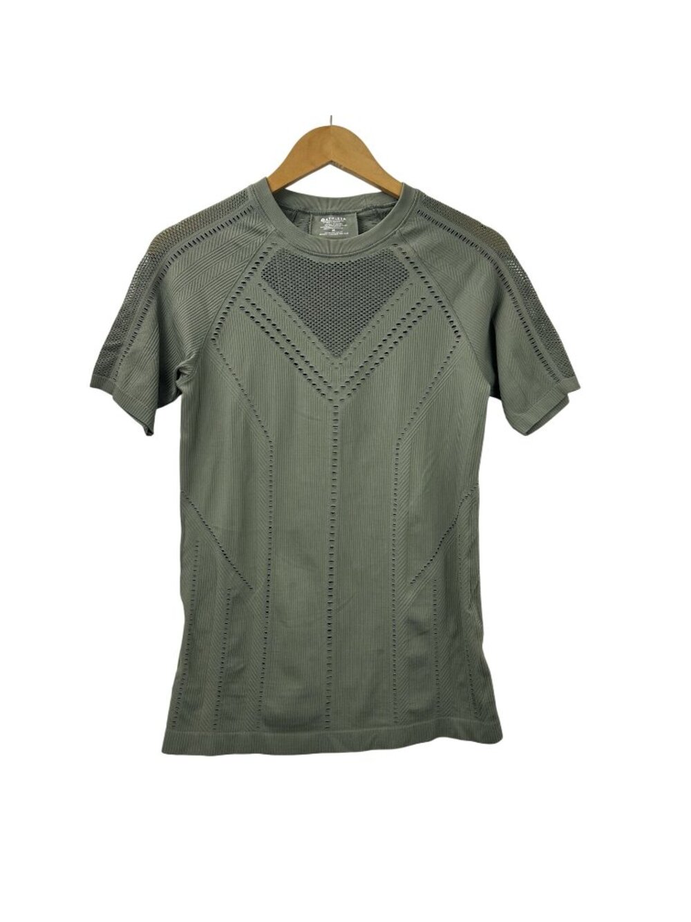 Athleta Vented Mesh Oxygen Short-sleeve Top In Greeshadow Olive Women’s Medium